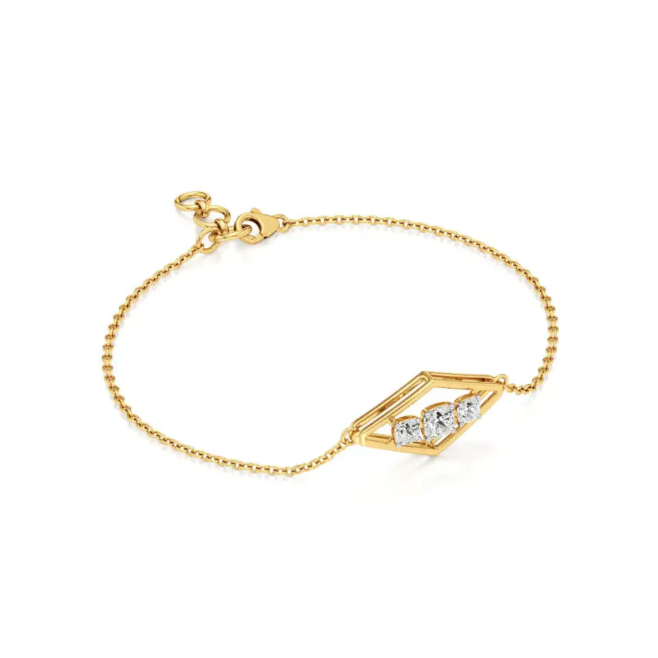 Aria | Trio Cushion-Cut Lab Grown Diamonds Chain Bracelet - Nivara