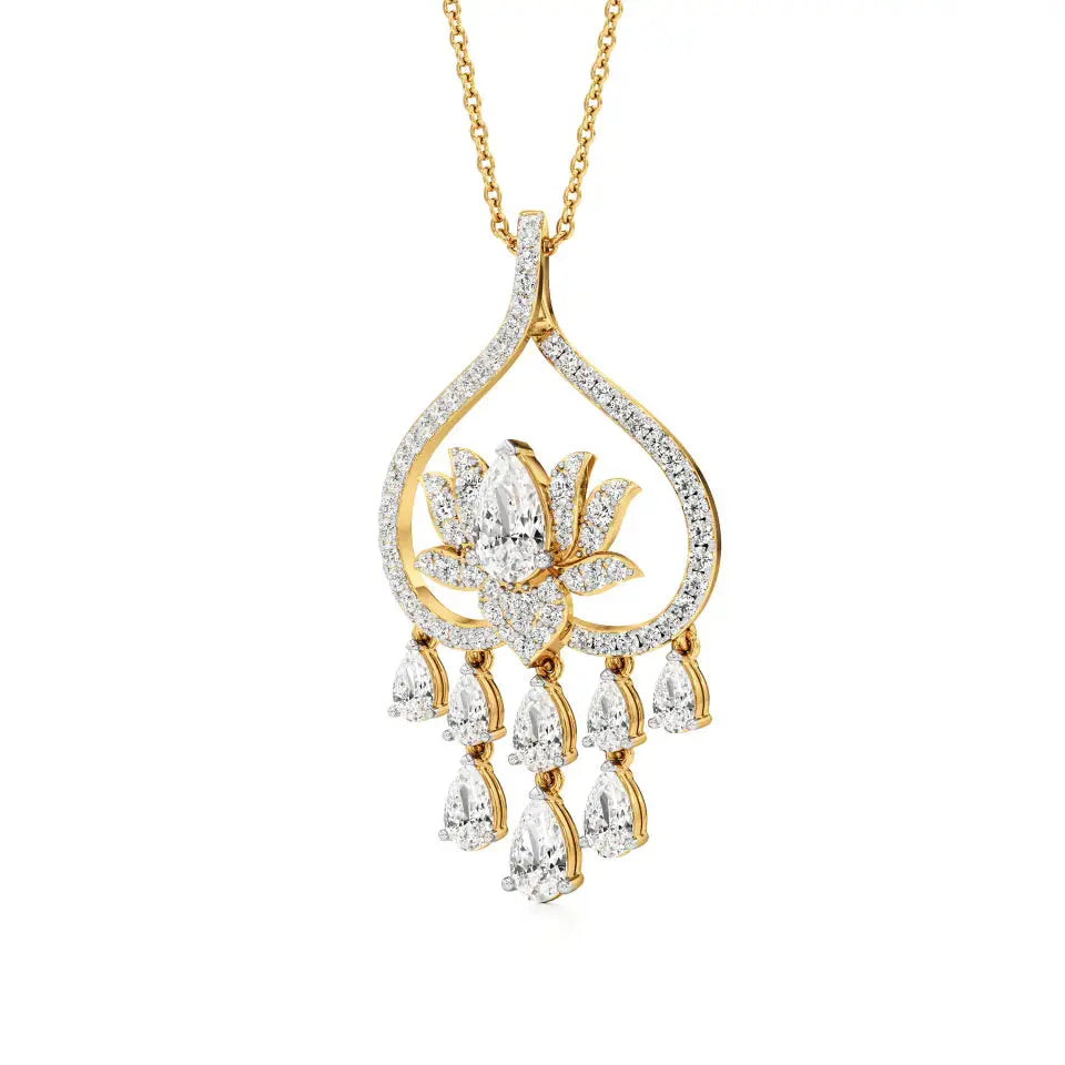 Flora | Pear & Round Lab Grown Diamonds Lotus Pendant - Nivara