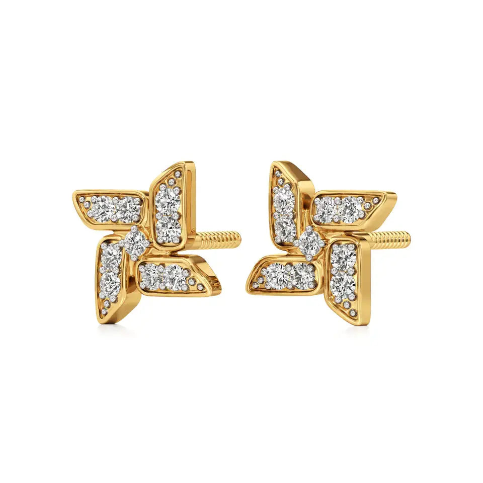 Flora | Round Lab-Grown Diamonds on Floral Design Studs - Nivara