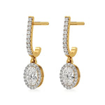 Mira | Oval & Round Lab-Grown Diamond Halo Dangle Earrings - Nivara