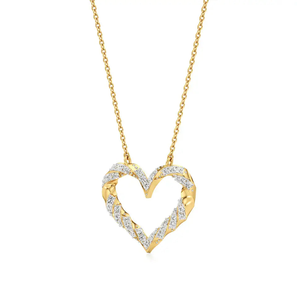 Sneh | Round Lab Grown Diamonds Twisted Heart Pendant - Nivara