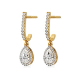 Amaya | Pear & Round Lab-Grown Diamond Halo Dangle Earrings