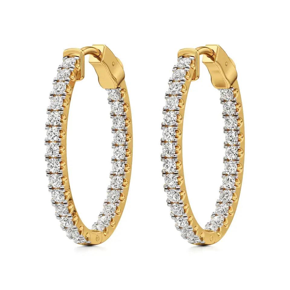 Mode | 32-Round Lab-Grown Diamond Inside-Outside Hoop Earrings - Nivara