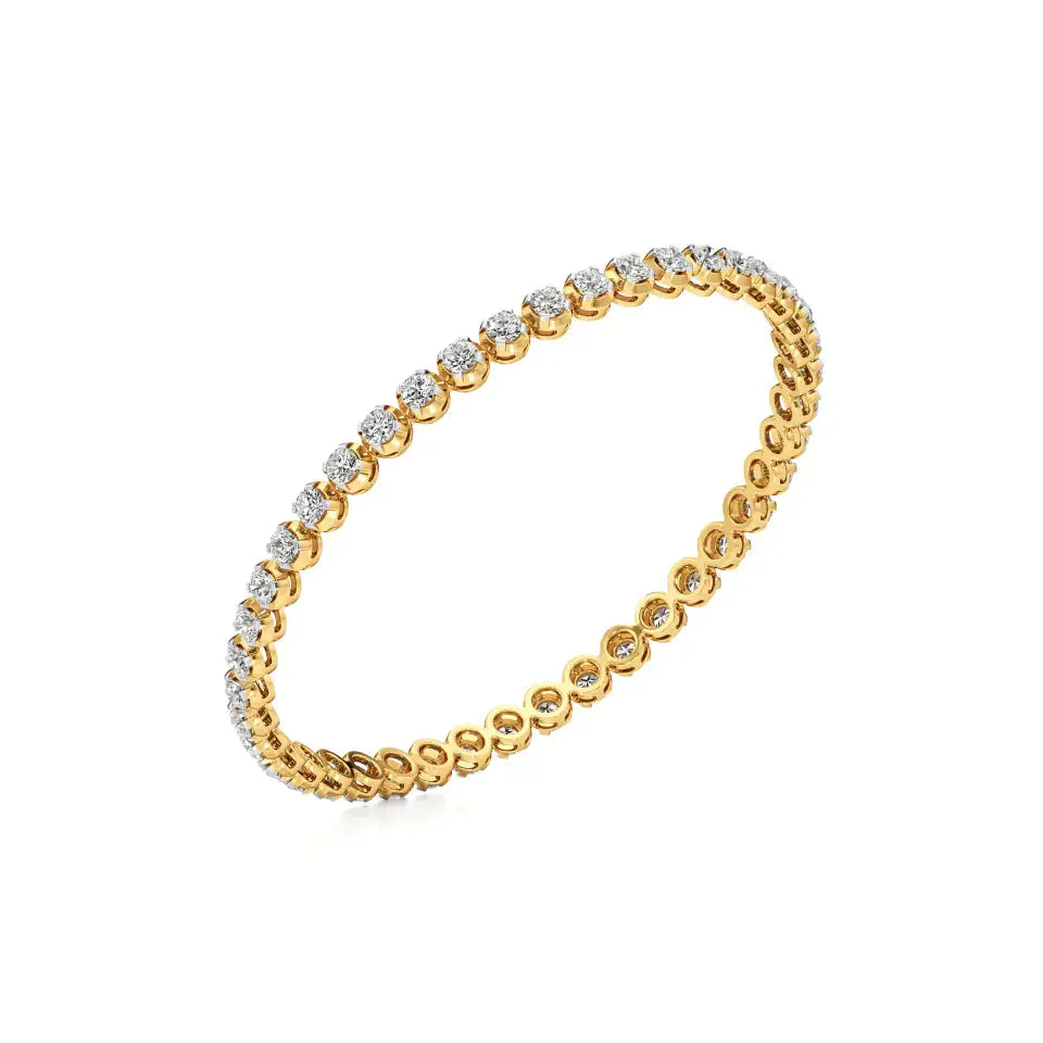 Ishar | Round Lab Grown Diamonds Buttercup Setting Tennis Bangle - Nivara