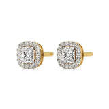 Mira | Cushion-Cut Solitaire Lab-Grown Diamond with Halo Studs - Nivara