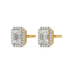 Mira | Emerald-cut Solitaire Lab-Grown Diamond with Halo Studs - Nivara