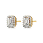 Mira | Emerald-Cut Solitaire Lab-Grown Diamond with Halo Studs - Nivara
