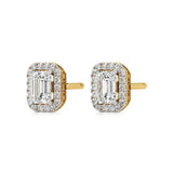 Mira | Emerald-Cut Solitaire Lab-Grown Diamond with Halo Studs - Nivara