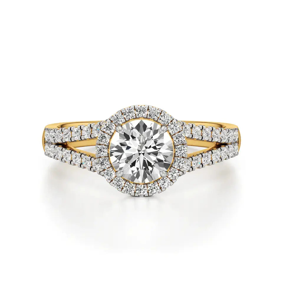 Mira | Round Solitaire with Halo Ring - Nivara