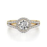 Mira | Round Solitaire with Halo Ring - Nivara