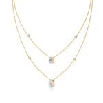 Mira | Emerald & Pear Lab Grown Diamond with Halo  Necklace - Nivara