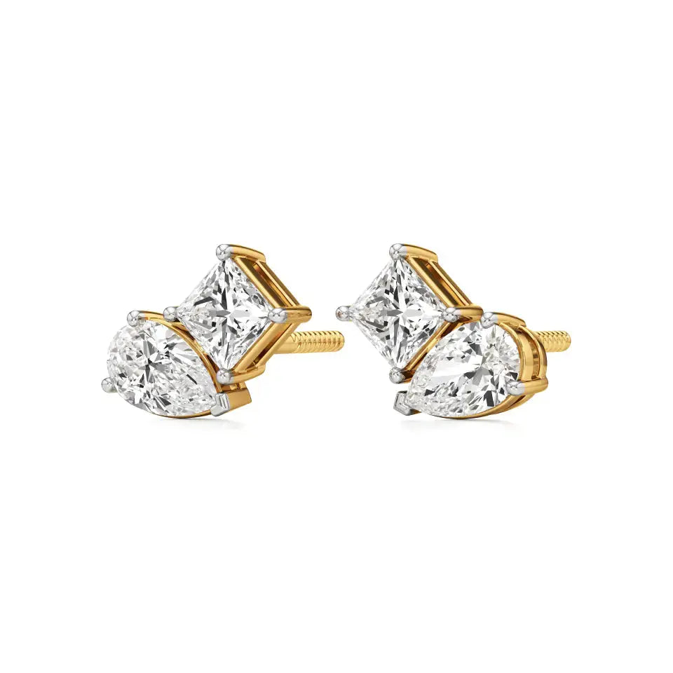 Toi et Moi | Pear & Princess Lab-Grown Diamond Stud Earrings - Nivara