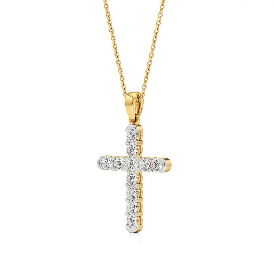 Aura | Round Lab Grown Diamond Bezel Setting Cross Pendant - Nivara