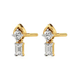Mode | Round & Emerald Lab-Grown Diamond Drop Earrings - Nivara