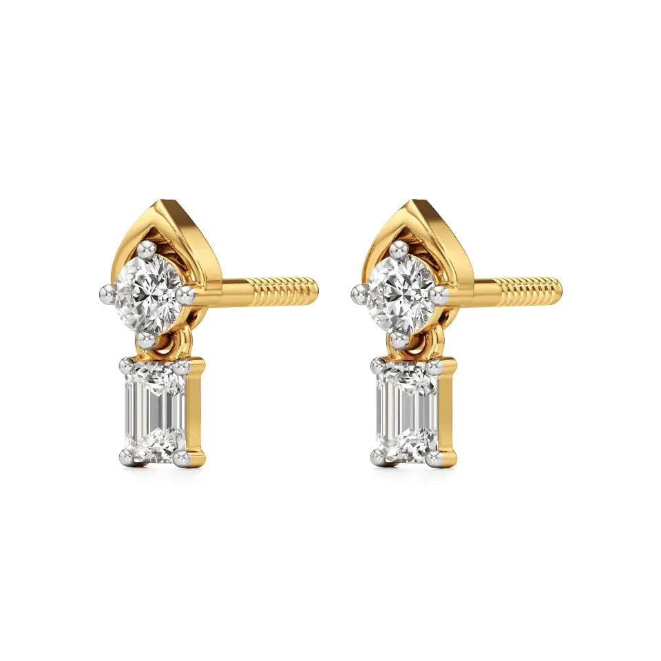 Mode | Round & Emerald Lab-Grown Diamond Drop Earrings - Nivara