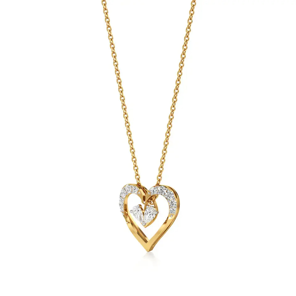 Sneh | Classic Round & Pear Lab Grown Diamonds Heart Pendant - Nivara