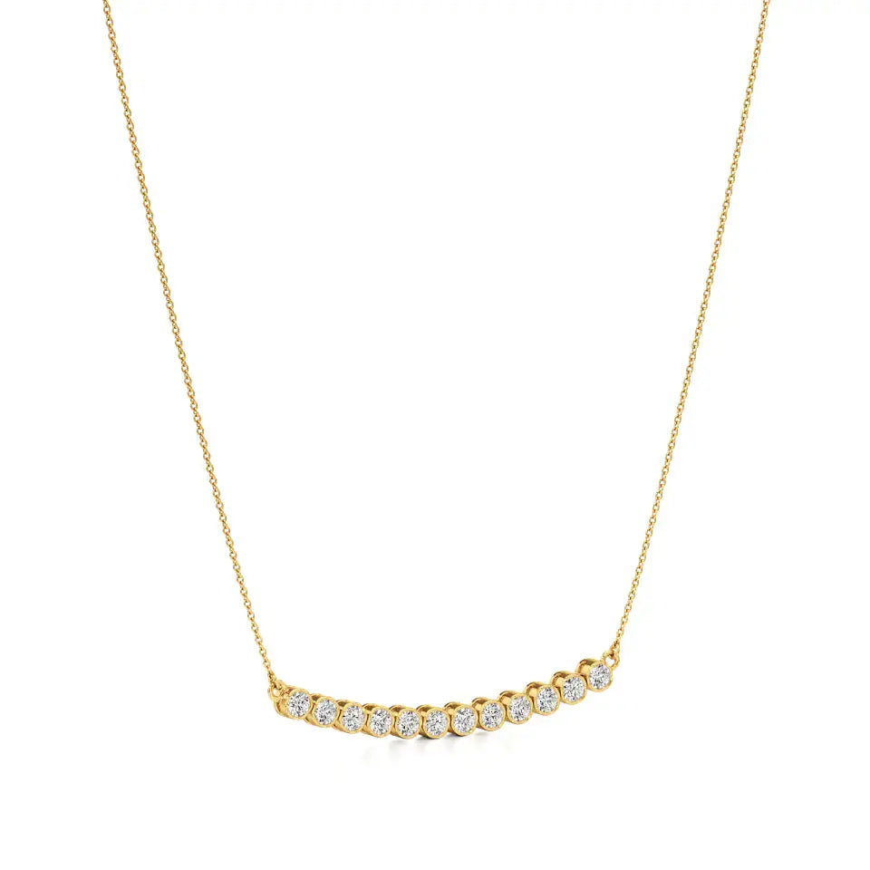 Noor | Round Lab Grown Diamonds Bar Necklace - Nivara