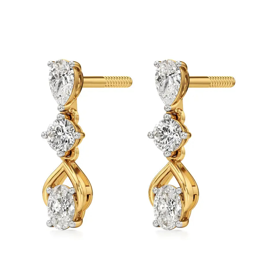 Vanya | Round, Pear and Oval Lab-Grown Diamonds Drop Earrings - Nivara