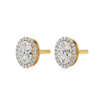 Mira | Oval-Cut Solitaire Lab-Grown Diamond with Halo Studs - Nivara
