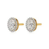 Mira | Oval-Cut Solitaire Lab-Grown Diamond with Halo Studs - Nivara