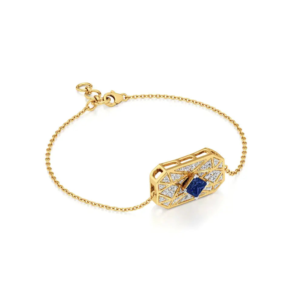 Rupak | Lab Grown Diamonds with Square-Cut Sapphire Chain Bracelet - Nivara