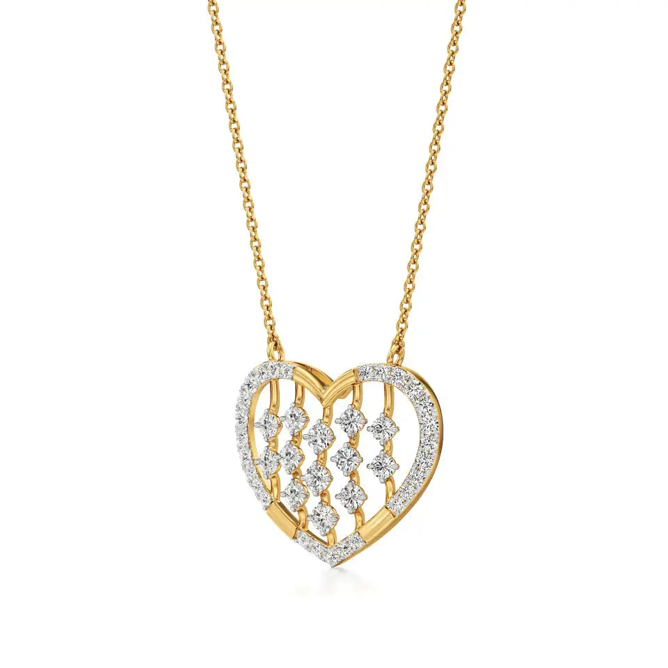 Sneh | Elegant Round Lab Grown Diamonds Heart Pendant - Nivara