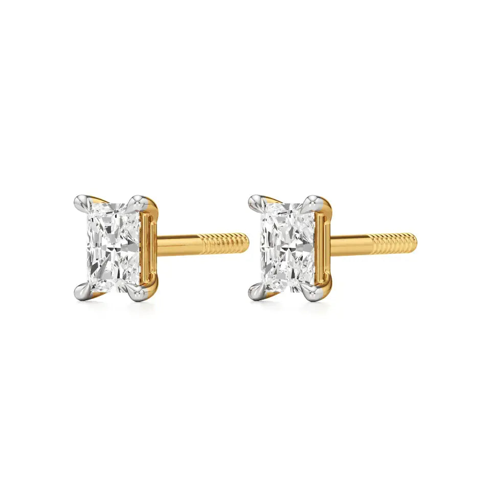 Thea | Four Prong Studs with Radiant-Cut Solitaire Lab-Grown Diamond - Nivara