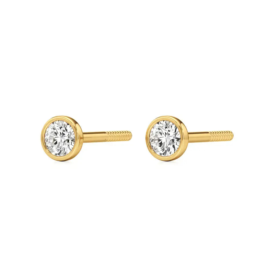Mirage | Round Lab-Grown Diamond Studs with Bezel Setting - Nivara