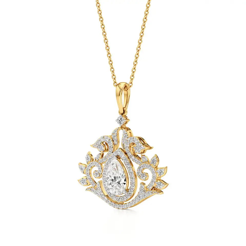 Flora | Pear & Round Lab Grown Diamonds Floral Pendant - Nivara