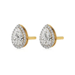 Mira | Pear-Cut Solitaire Lab-Grown Diamond with Halo Studs - Nivara