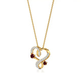 Sneh | Ruby & Round Lab Grown Diamonds Heart Pendant - Nivara