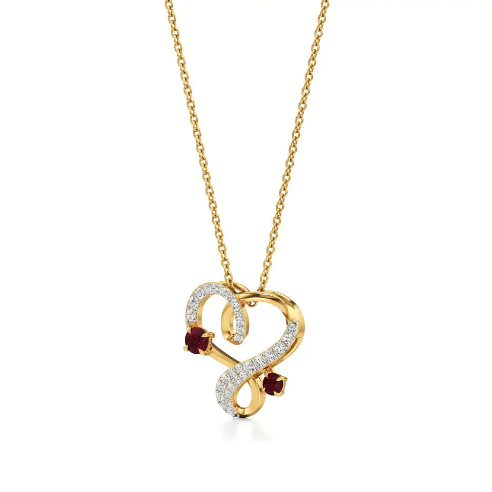 Sneh | Ruby & Round Lab Grown Diamonds Heart Pendant - Nivara