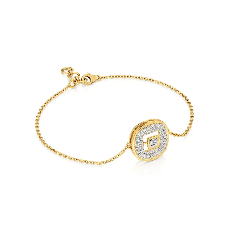 Celestia | Princess-Cut Lab Grown Diamond With Halo Chain Bracelet - Nivara
