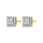 Mira | Princess-Cut Solitaire Lab-Grown Diamond with Halo Studs - Nivara