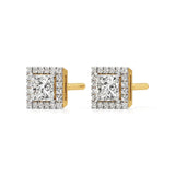Mira | Princess-Cut Solitaire Lab-Grown Diamond with Halo Studs - Nivara