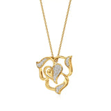 Sneh | Round Lab Grown Diamonds Heart & Petals Pendant - Nivara