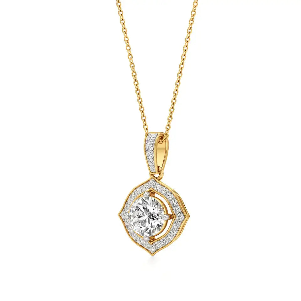 Sol | Classic Round Lab Grown Diamond with Floral Halo Pendant - Nivara