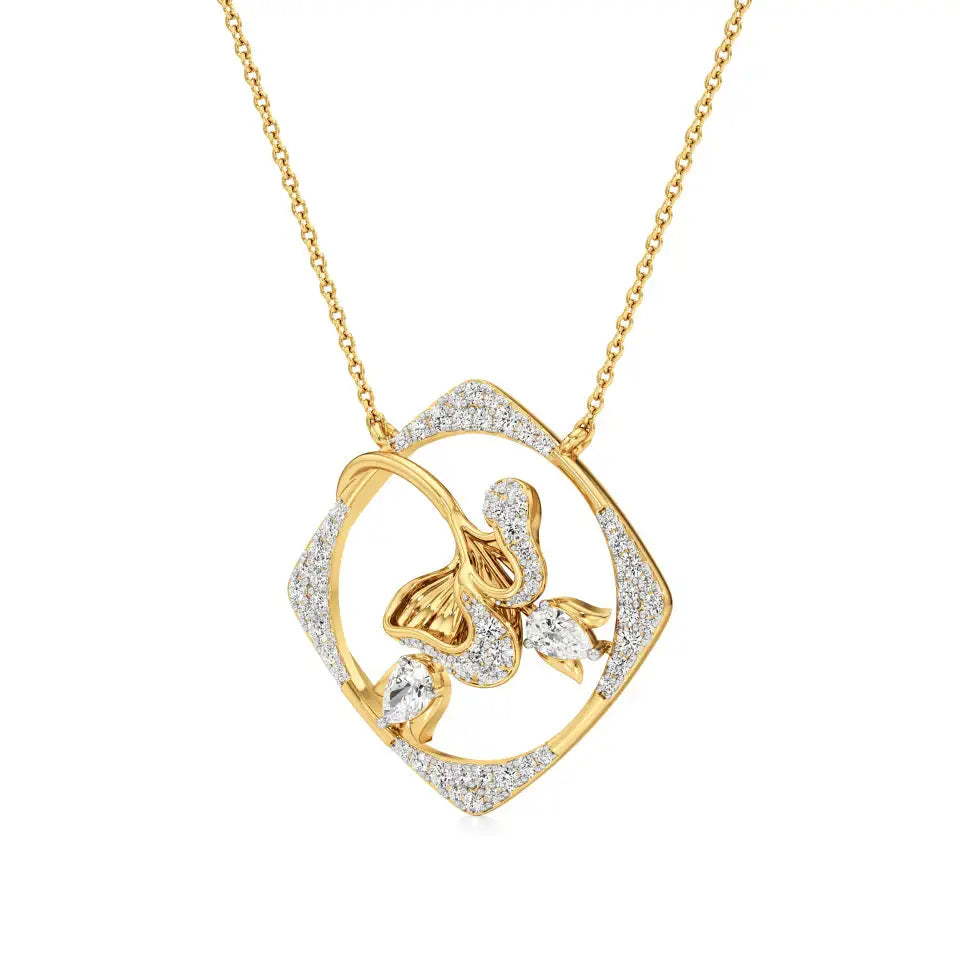 Flora | Pear & Round Lab Grown Diamonds Floral Pendant - Nivara