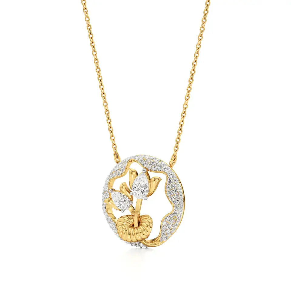 Flora | Classic Pear & Round Lab Grown Diamonds Floral Pendant - Nivara