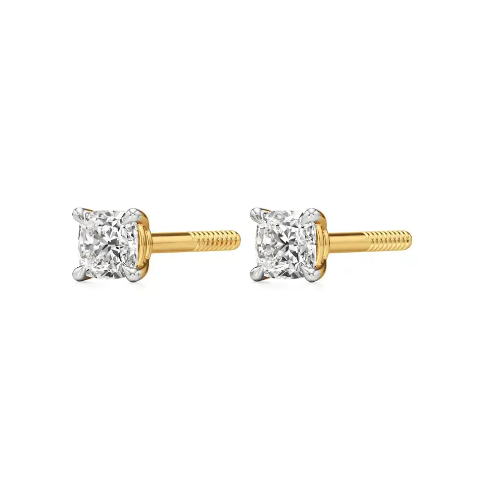 Thea | Four Prong Studs with Cushion-Cut Solitaire Lab-Grown Diamond - Nivara