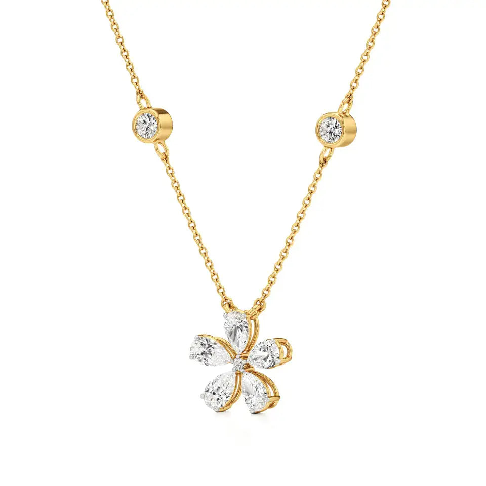 Flora | Pear & Round Lab Grown Diamonds Pendant - Nivara