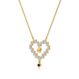Sneh | Ruby & Lab Grown Diamonds Pixel Heart Pendant - Nivara