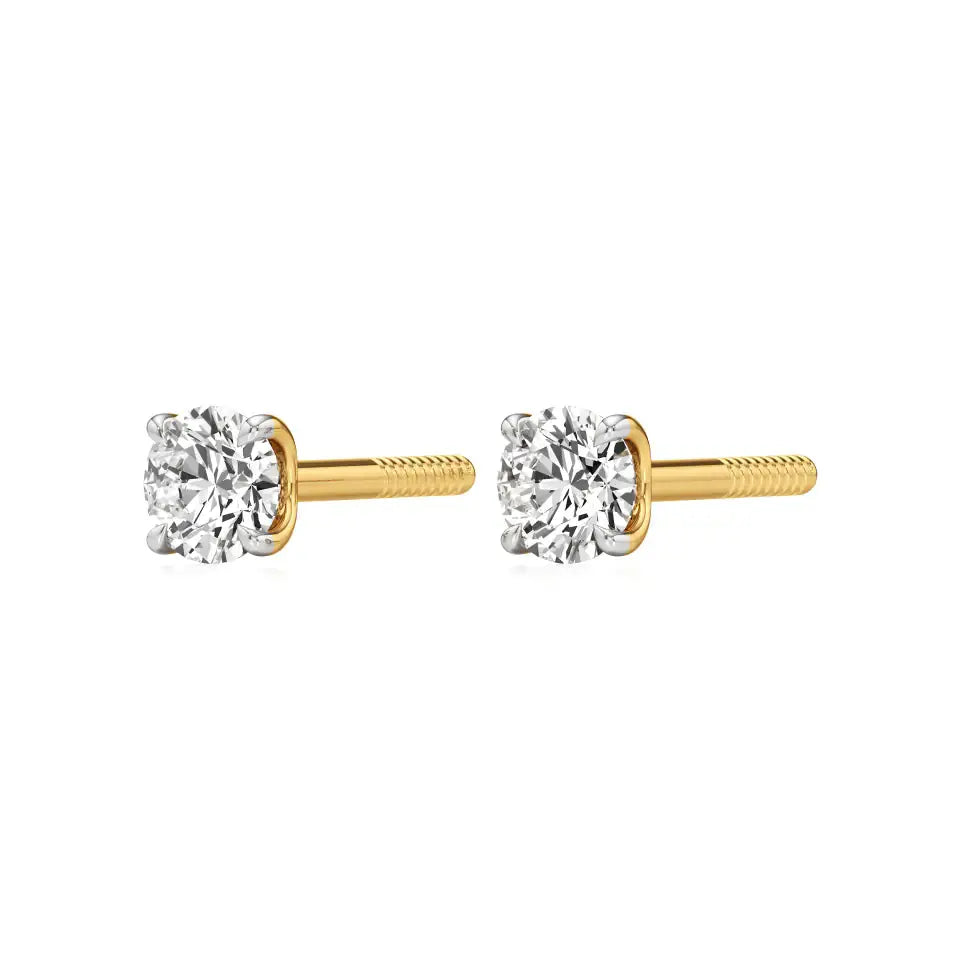 Thea | Four Prong Studs with Round Lab-Grown Diamond - Nivara