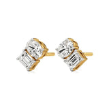 Toi et Moi | Oval & Emerald Lab-Grown Diamond Stud Earrings - Nivara