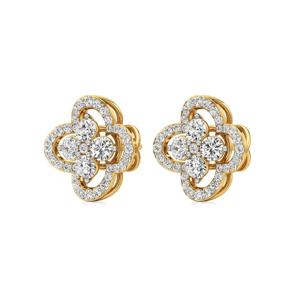 Flora | Round Lab-Grown Diamonds Quatrefoil Studs - Nivara