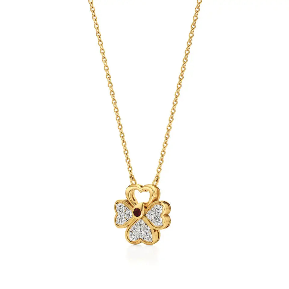 Flora | Floral Design with Center Ruby  Pendant - Nivara