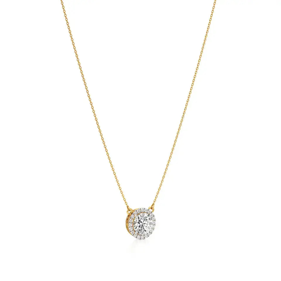 Mira | Round Lab Grown Diamond with Halo Necklace - Nivara