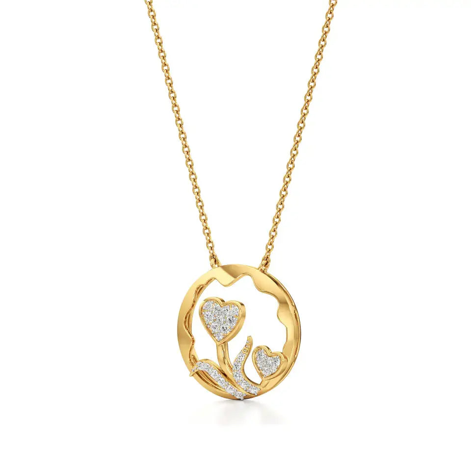 Sneh | Round Lab Grown Diamonds Dual Heart Pendant - Nivara