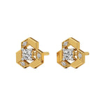 Mode | Round Solitaire Stud with Side Round Diamonds - Nivara
