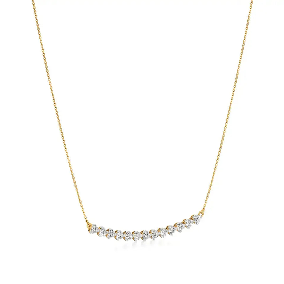 Noor | Round Lab Grown Diamonds Bar Necklace - Nivara